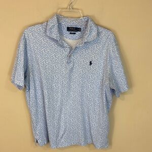 Polo by Ralph Lauren Men's Light Blue Tropical Print Polo Shirt Size Medium